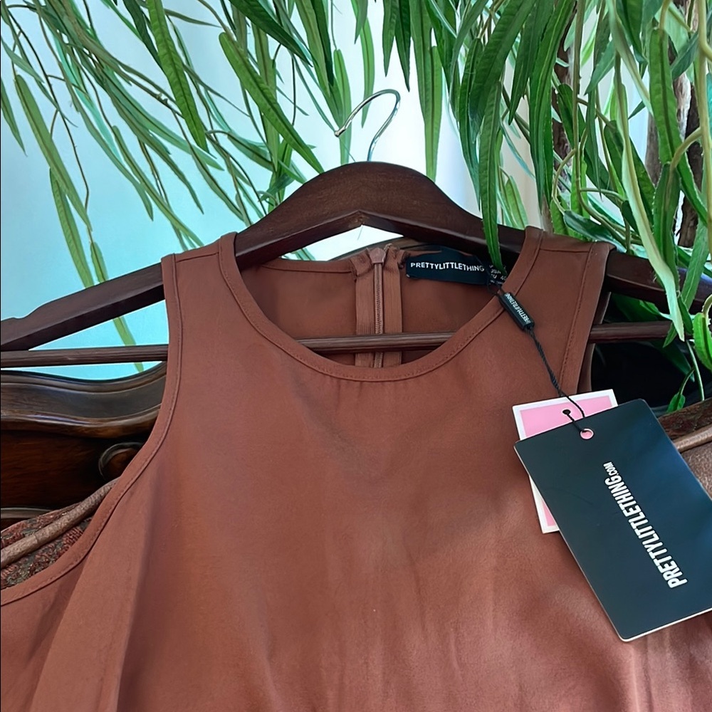 PrettyLittleThing Brown Racerback Jumpsuit